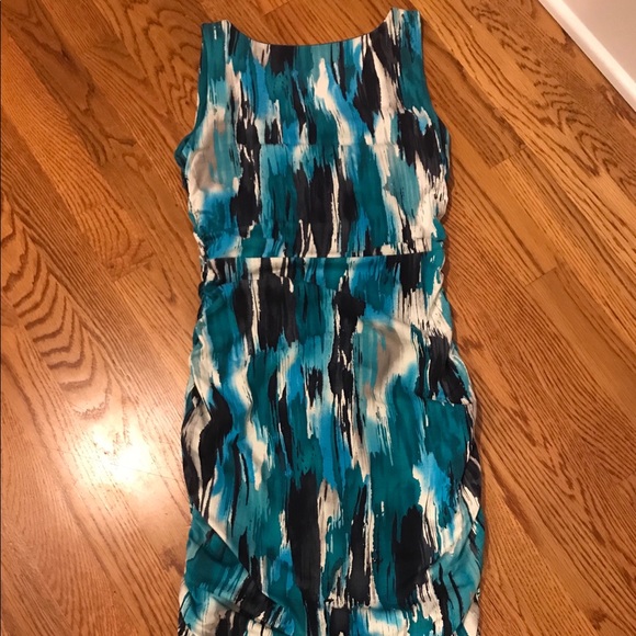 SOLD-Ann Taylor Blue Green Sexy Summer Dress XSP - Picture 6 of 6